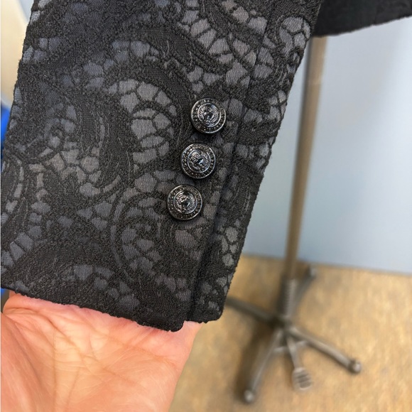 Brooks Brothers Size 6 Black Lace Overlay Blazer Textured Tailored Jacket - Picture 6 of 15